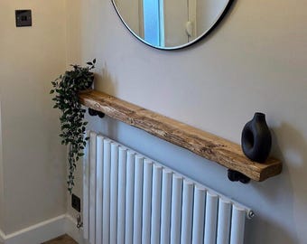 Solid Wood Radiator Shelf | Reclaimed Wooden Shelf | Rustic Floating Shelf UK | Bespoke Sizes | Handmade Home Decor