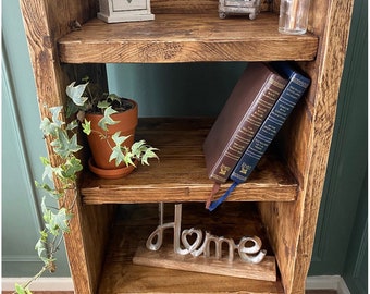 Wooden Bookshelf | The Iris Bookshelf  |  Rustic Solid Wood Tier Shelving Unit | Shelving Tower | Storage Unit | Chunky