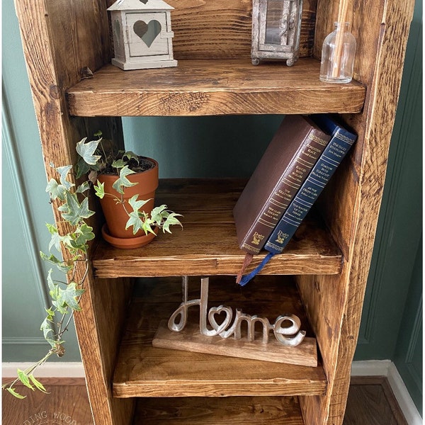 Wooden Bookshelf | The Iris Bookshelf  |  Rustic Solid Wood Tier Shelving Unit | Shelving Tower | Storage Unit | Chunky