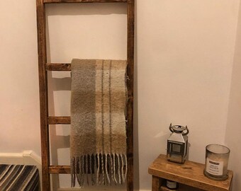 Solid Wood Rustic Blanket Ladder | Wooden Ladder | Towel Ladder | Home Decor