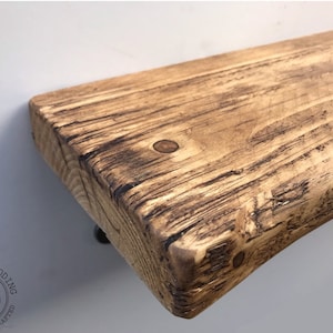 Distressed Solid Wood Shelf | Rustic Farmhouse Style | Aged wood Shelf