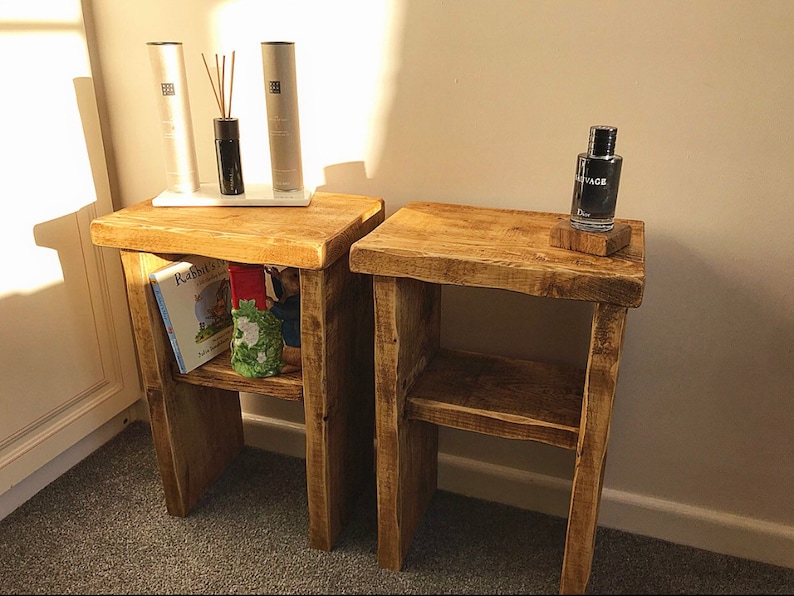 Farmhouse Bedside Tables Set of 2 Rustic Side Tables Etsy UK
