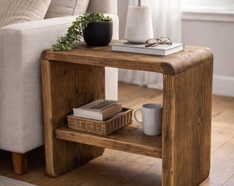 Solid Wood Bedside Table | Rustic Side Table | Retro Style Table | Solid Wood | Handmade Furniture | Wooden Side Table