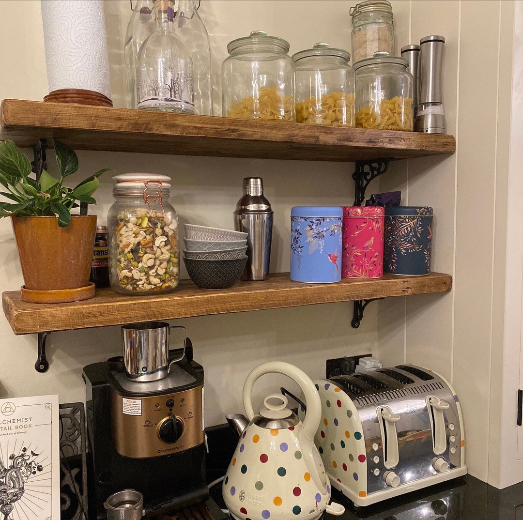 Country Kitchen Shelves Made From Solid Wood Victorian Etsy