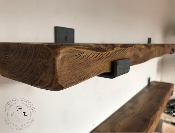 Handcrafted Solid Wood Country Cottage Rustic Shelves Raw Steel