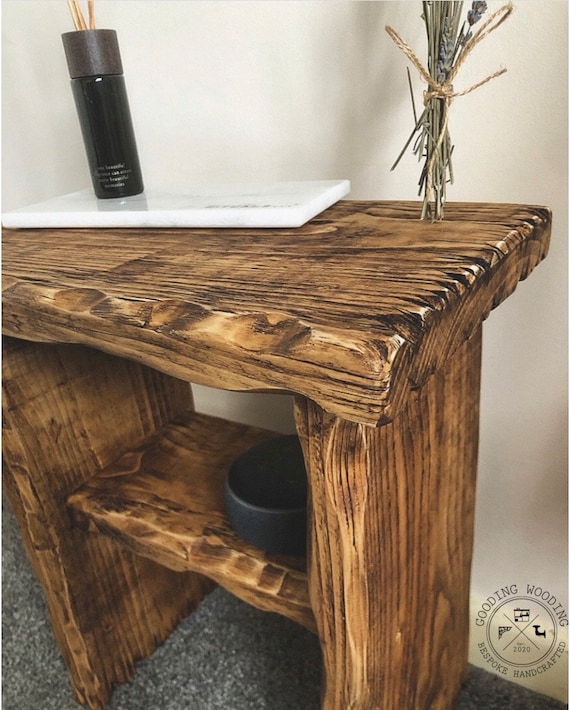Handcrafted Solid Wood Distressed Bedside Table / Side Table  |  Cottage Collection | Farmhouse Style