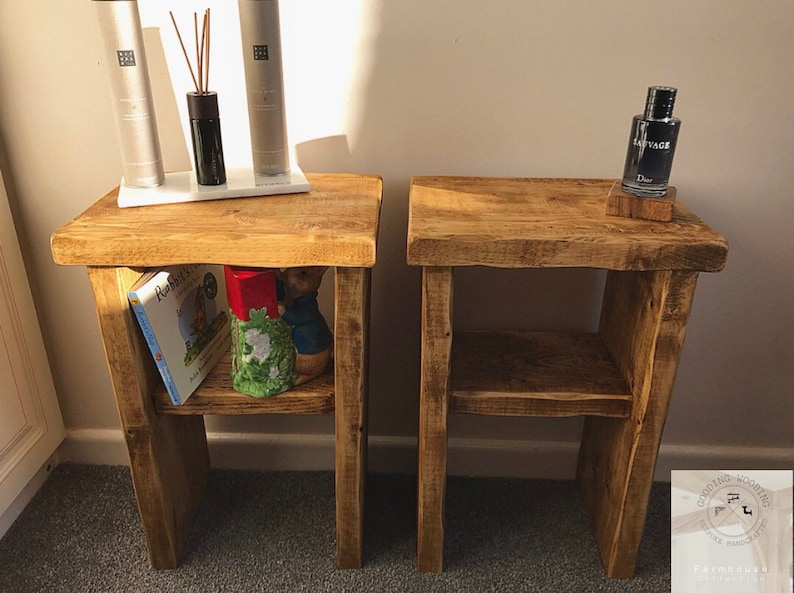 Farmhouse Bedside Tables Set of 2 Rustic Side Tables Etsy UK