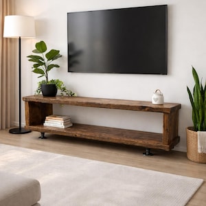 Handmade Solid Wood TV Stand • Rustic Media Console with Open Shelving • Farmhouse Entertainment Unit • Custom Sizes & Finishes • UK Made
