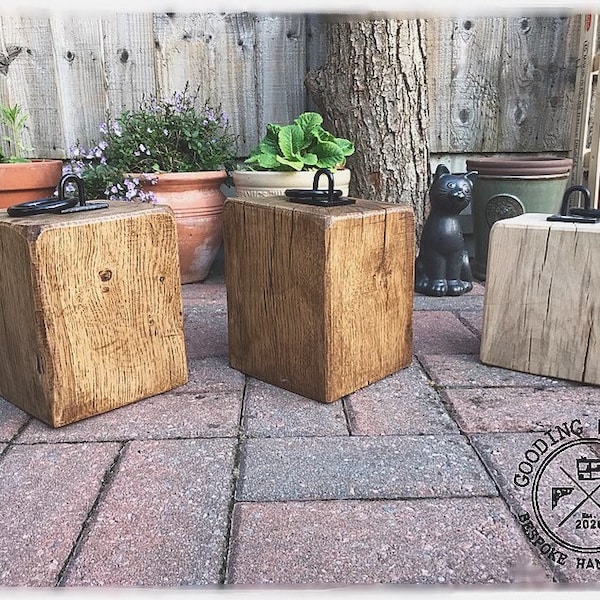 Rustic Solid Oak Door Stops | Chain Loop & Nautical Rope Handle