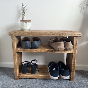 Handcrafted Farmhouse Shoe Bench | Rustic Shoe Rack | Hallway Bench | Entryway Storage | Wooden Shoe Rack