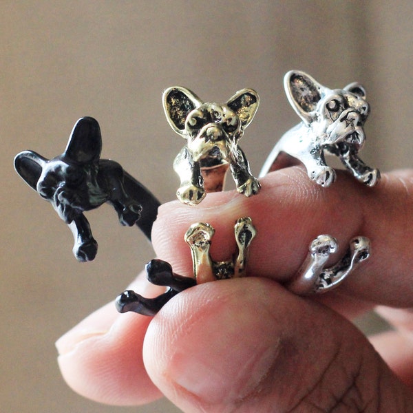 French Bulldog Ring, Frenchie Ring, Dog Mama Gift, Pet Ring, Statement Jewelry, Adjustable Ring, Dog Lover's Gift, Frenchie Mama Jewelry
