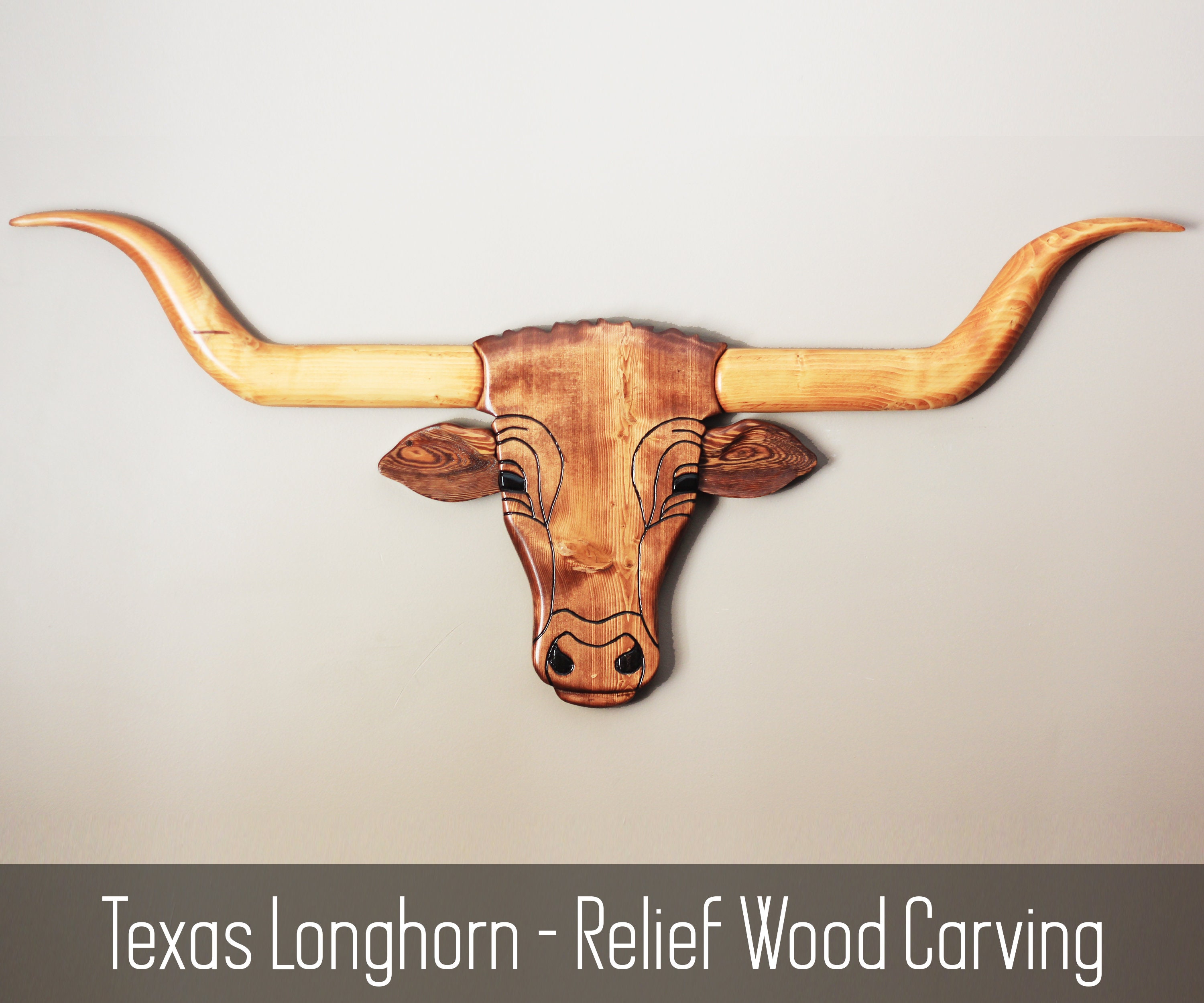 Texas Longhorn Wood Wall Art Wood Carving Wood Wall Art Etsy