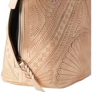 Hand Tooled Leather Bucket Bag, Western Boho Drawstring Crossbody Purse Handmade image 9