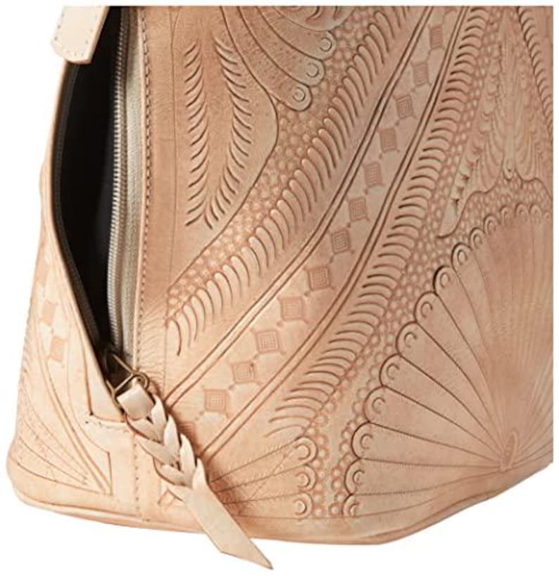 Hand Tooled Leather Bucket Bag, Western Boho Drawstring Crossbody Purse Handmade image 9