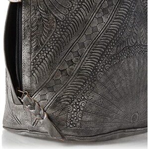 Hand Tooled Leather Bucket Bag, Western Boho Drawstring Crossbody Purse Handmade image 3