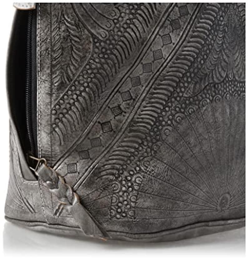 Hand Tooled Leather Bucket Bag, Western Boho Drawstring Crossbody Purse Handmade image 3
