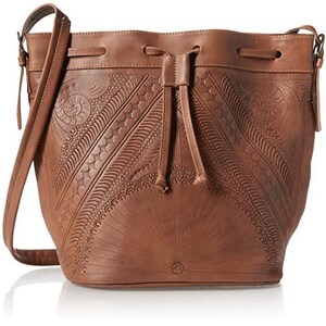 Hand Tooled Leather Bucket Bag, Western Boho Drawstring Crossbody Purse Handmade image 11