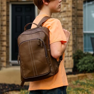 Full Grain Leather Laptop Backpack: Bourbon Brown Rucksack