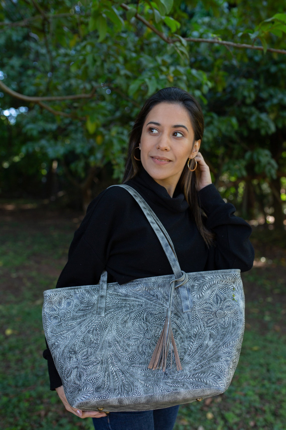 Ladies Leather Tote Bag Laptop Tote Work or Student Bag Etsy