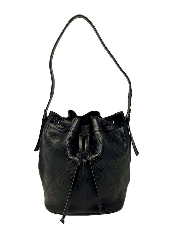 Ladies Leather Drawstring Purse BOHO Bucket Bag Crossbody Etsy