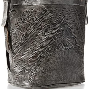 Hand Tooled Leather Bucket Bag, Western Boho Drawstring Crossbody Purse Handmade image 2