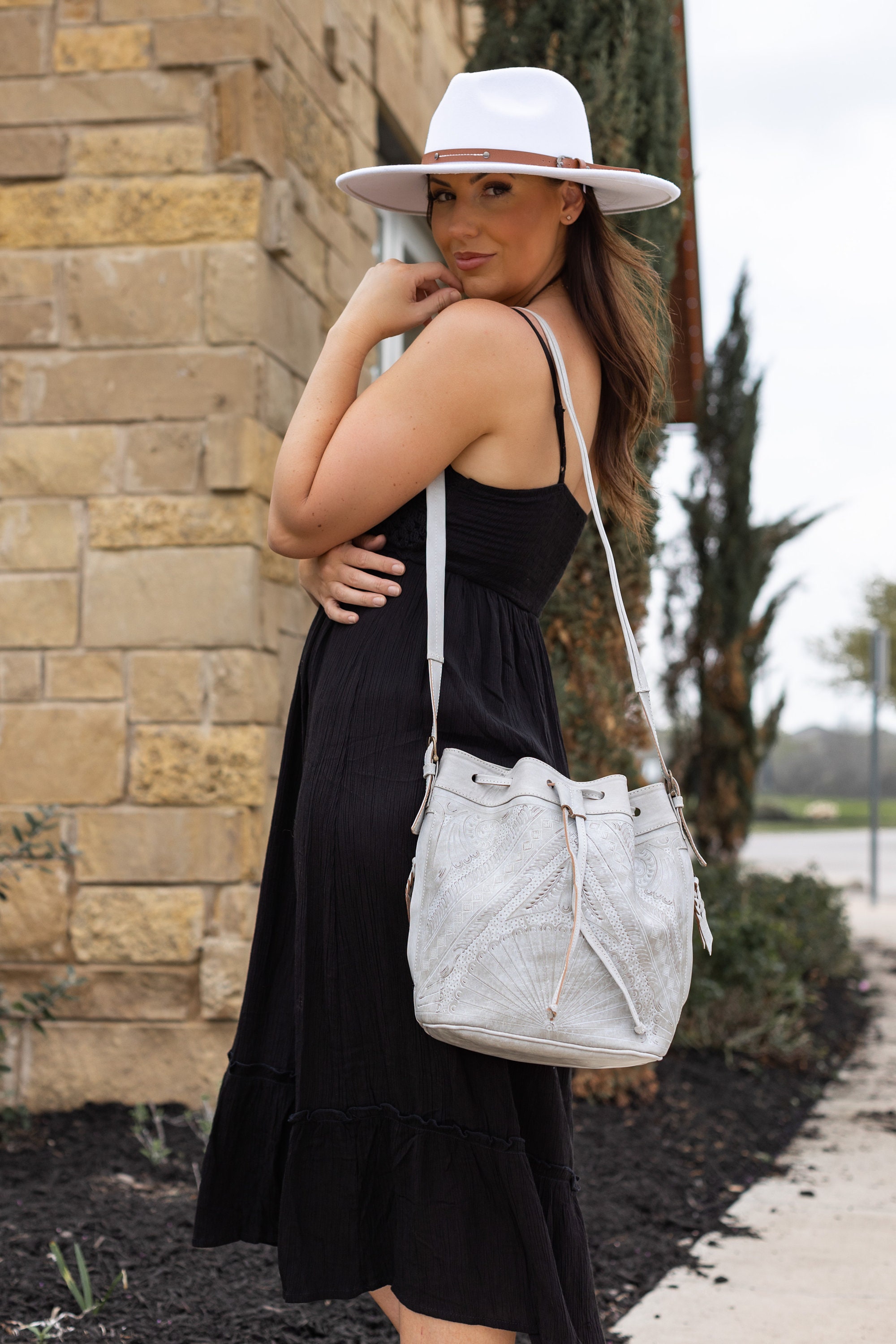 Ladies Leather Drawstring Purse BOHO Bucket Bag Crossbody Etsy