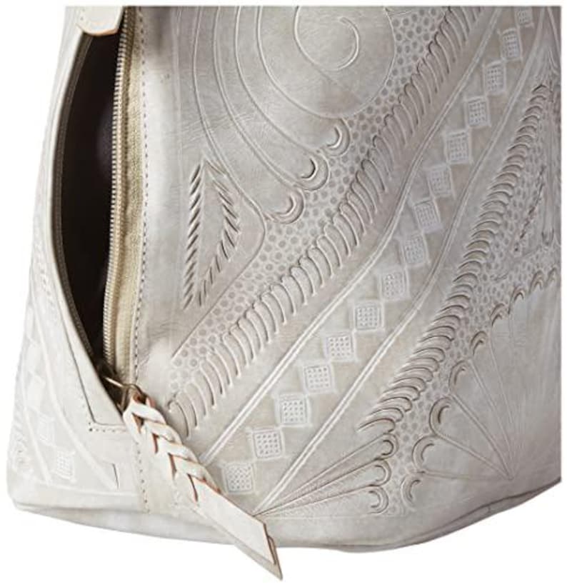 Hand Tooled Leather Bucket Bag, Western Boho Drawstring Crossbody Purse Handmade image 15