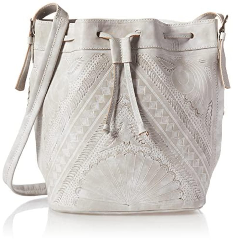 Hand Tooled Leather Bucket Bag, Western Boho Drawstring Crossbody Purse Handmade image 13