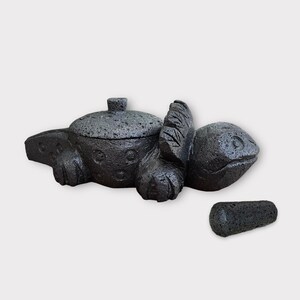 Volcanic stone molcajete | axolotl figure | stone mortar | mexican mortar | authentic mexican molcajete