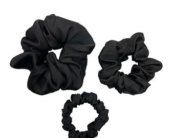 Pure Silk Scrunchie | Silk Hair Women’s Hair Scrunchies | 3 Sizes - Noir