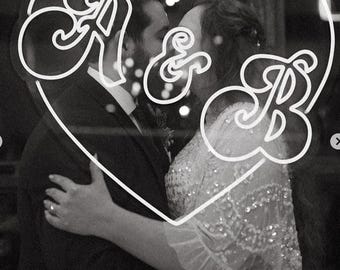 Custom Wedding Neon Sign with Heart & Initials – Vintage Style LED Sign, Personalized Wedding Decor, Couple’s Name Sign, Reception Backdrop