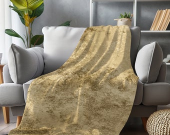 Antique Gold Grunge Polar Fleece Blanket Vintage Inspired Sherpa Blanket  Master Bedroom Décor Eco Friendly Blanket Guest Bedroom Throw