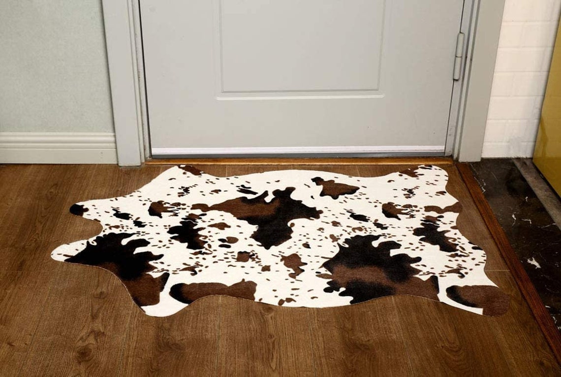 Cute Cow Print Rug Fun Faux Cowhide Area Rug Nice for Etsy