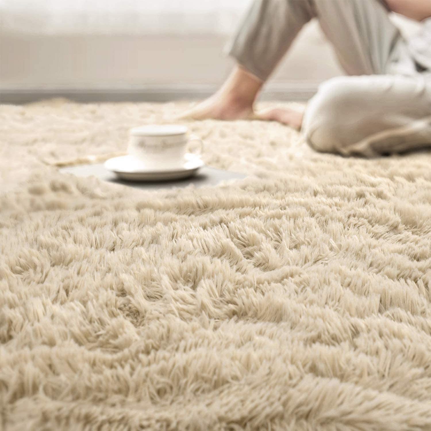 Beige Soft Area Rug for Bedroom Fluffy CarpetsShag Rugs for Etsy