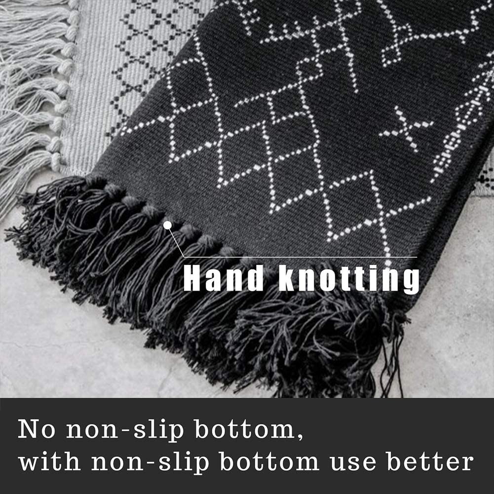 Boho Bathroom Rug Black and White Bath Mat Cotton Woven with Etsy