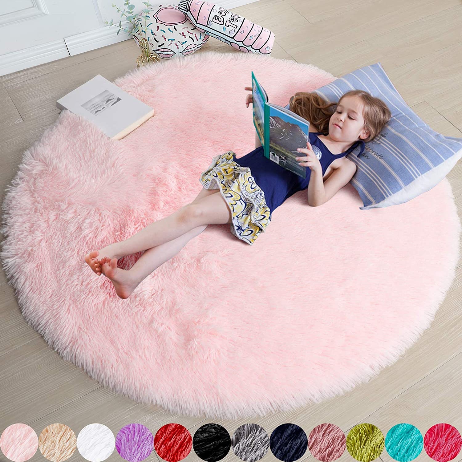 Round Rug for Girls BedroomFluffy Circle Rug for Kids | Etsy