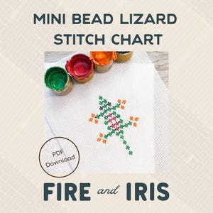 Mini Bead Lizard Needlepoint Stitch Chart