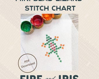 Mini Bead Lizard Needlepoint Stitch Chart