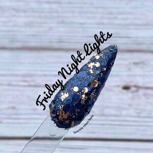 Friday Night Lights–Fall nail dip powder, dip powder, dip powder nails, nails, navy blue nails, navy blue glitter, fall nails, fall dip