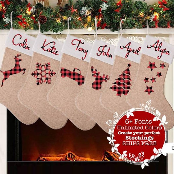 Burlap christmas stockings