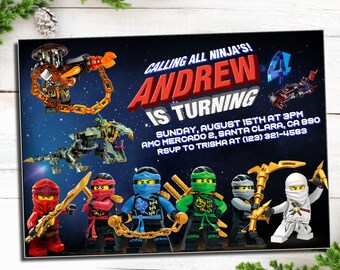 Ninjago Invitation Etsy
