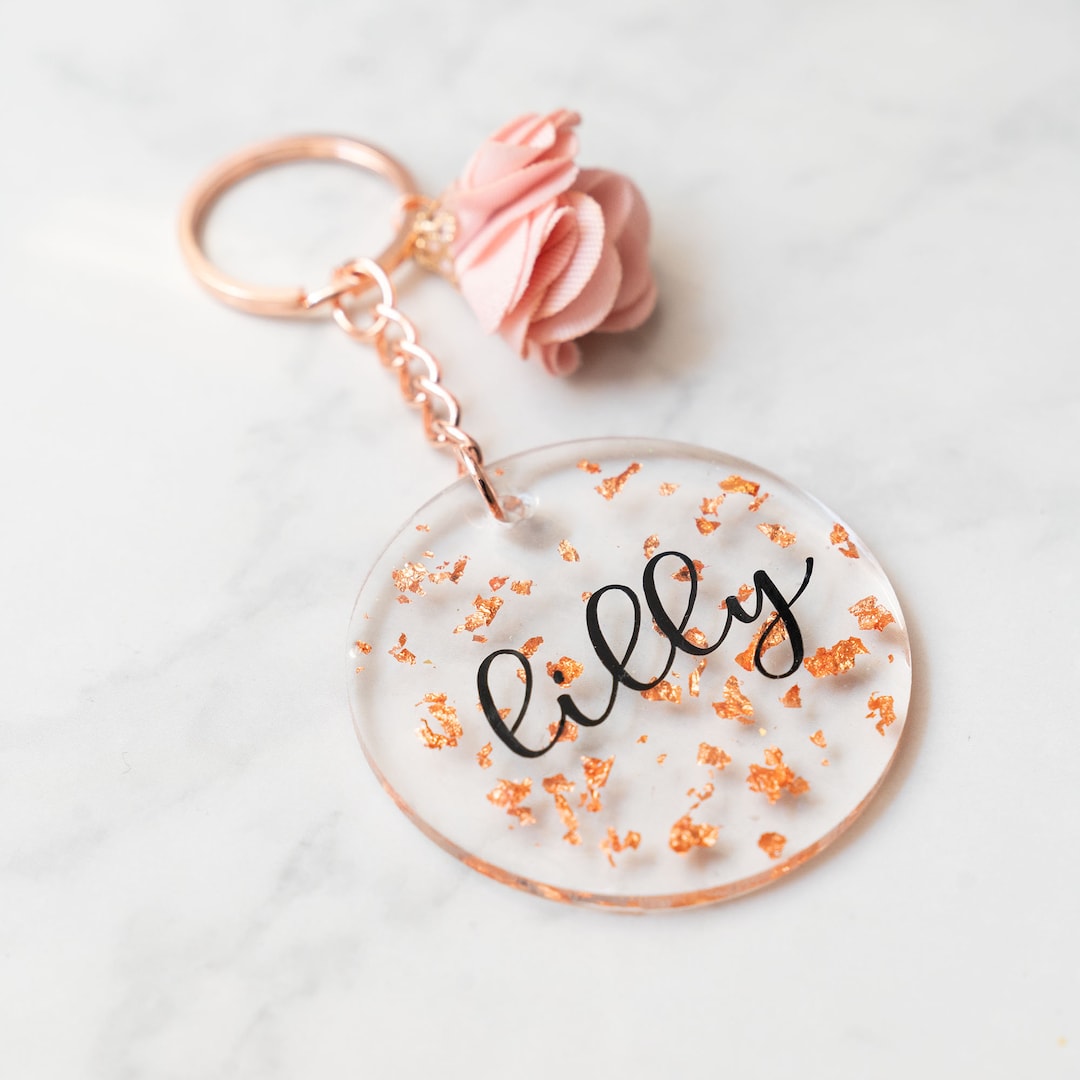 Personalized Resin Keychain With Gold Leaf,pendant With Name,personalized  Gift,gift for Women,gift Idea,gift for Any Occasion,resin Keychain - Etsy