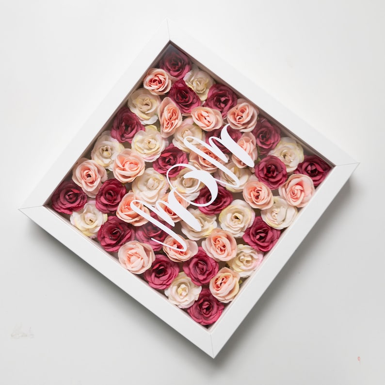 Marco de fotos personalizado, rosas artificiales, marco de fotos de rosas claras, regalos para mujeres, regalo de bodas, Día de la Madre, cumpleaños, San Valentín