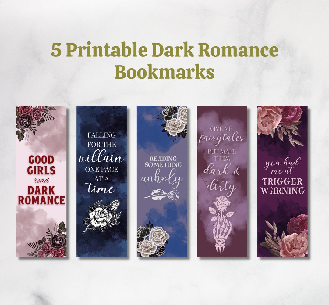 5 PRINTABLE Dark Romance Bookmarks Bookmark PNG Bookmarks for Book