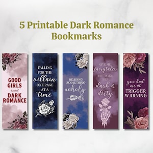 5 PRINTABLE Dark Romance Bookmarks| Bookmark PNG| Bookmarks For Book Lovers