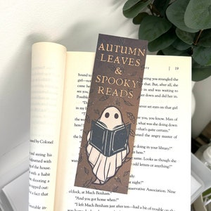 Autumn Leaves and Spooky Reads Bookmark| Paper Bookmark For Bookish Gifts| Halloween Bookmark