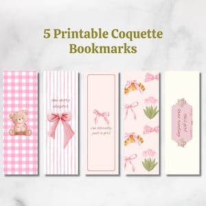 5 PRINTABLE Coquette Bookmarks| Bookmark PNG| Bookmarks For Book Lovers