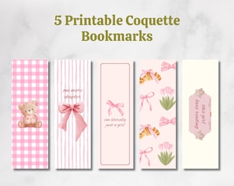 5 PRINTABLE Coquette Bookmarks| Bookmark PNG| Bookmarks For Book Lovers