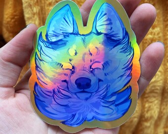 Blue happy dog - Sticker