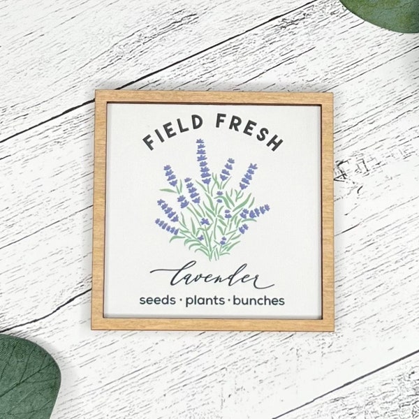 Mini Framed Lavender Sign // Field Fresh Lavender Sign // Mini Summer Themed Sign // Mini Spring Themed Sign // Framed Tier Tray Sign